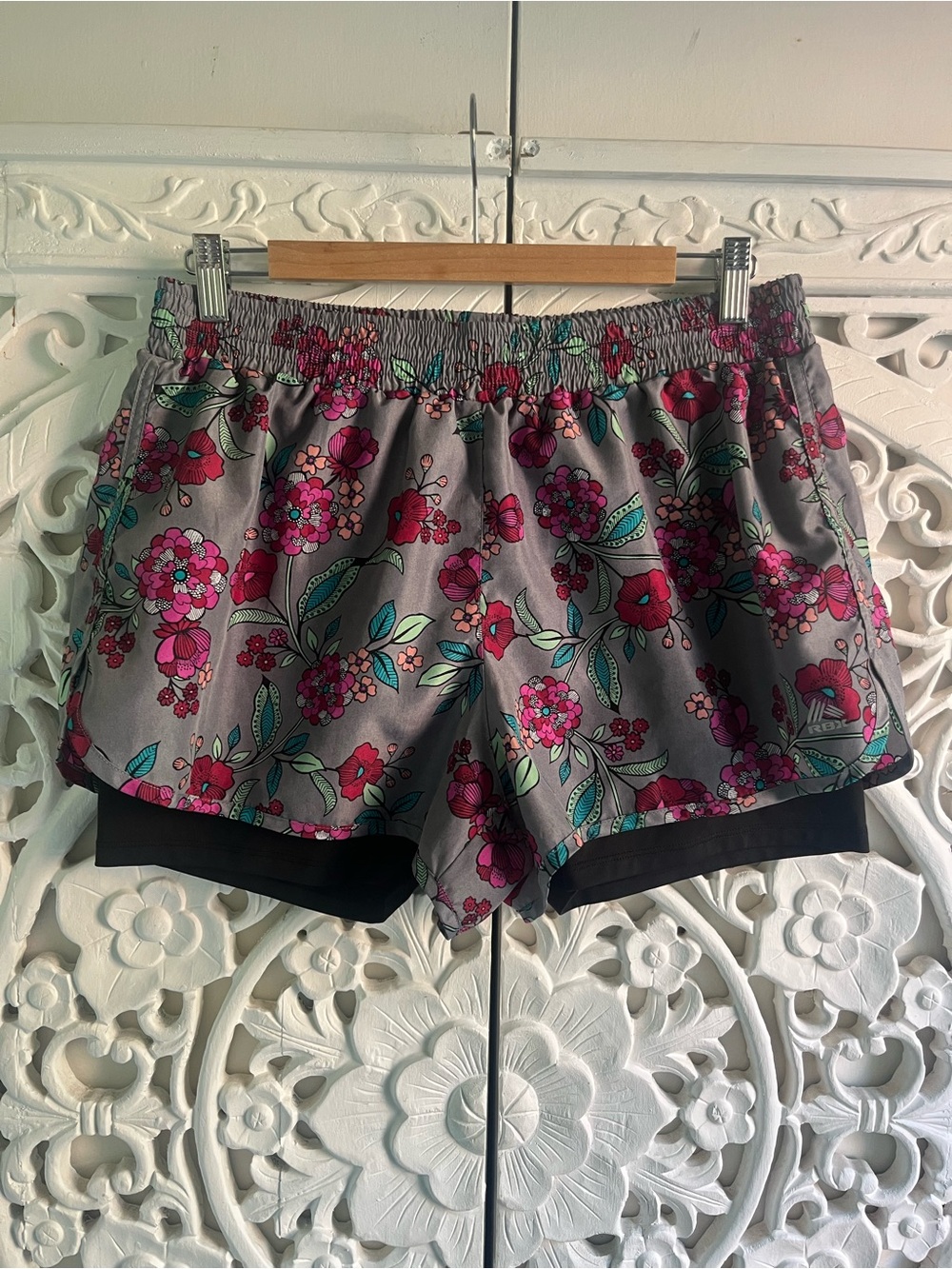 RBX Performance Floral 2-in-1 Running Shorts Built In Liner Size L